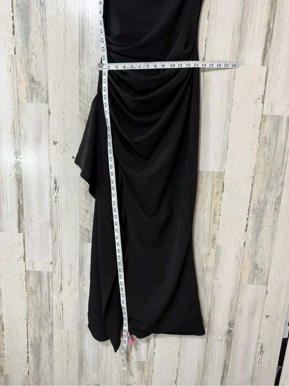 Babyboo Sexy Gown One-Shoulder Black Draped Evening Dress High Front Slit